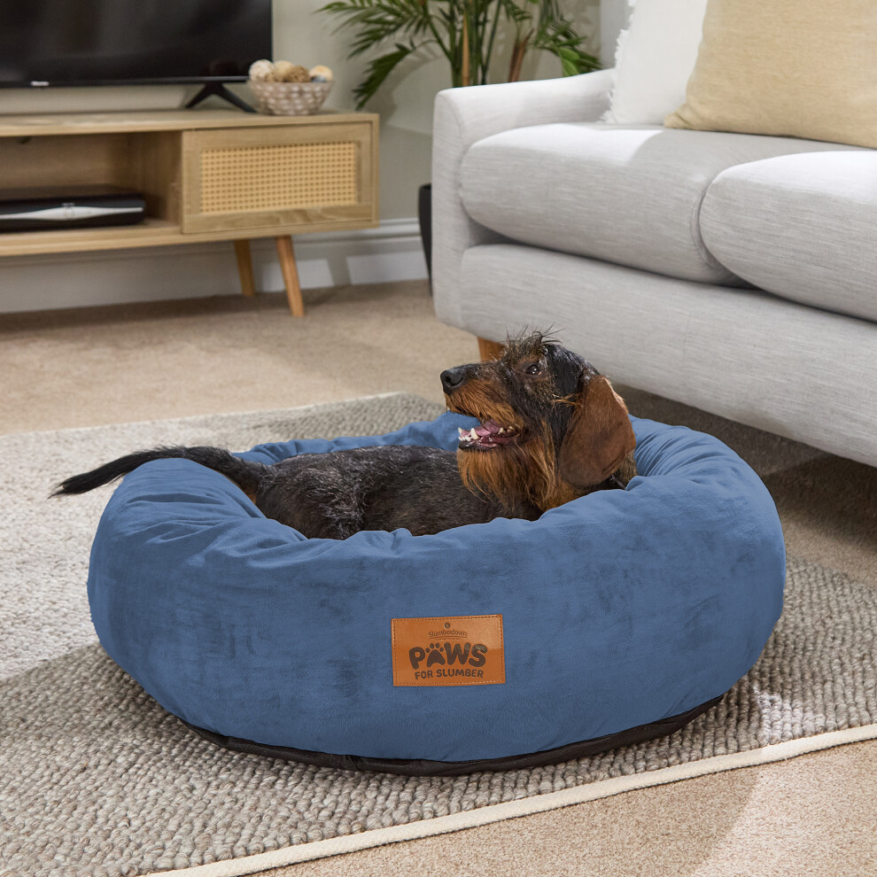 (Navy, Large) Paws for Slumber Donut Pet Bed