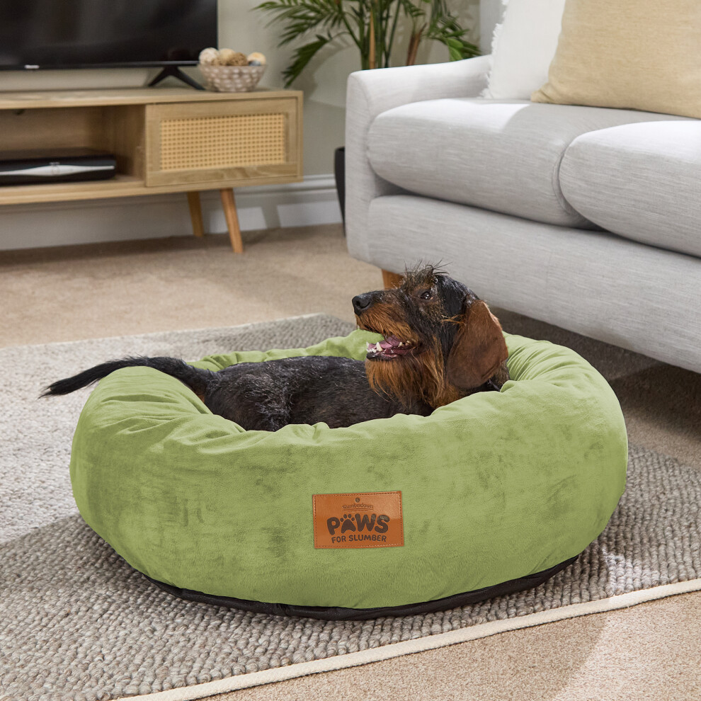 (Green, Large) Paws for Slumber Donut Pet Bed