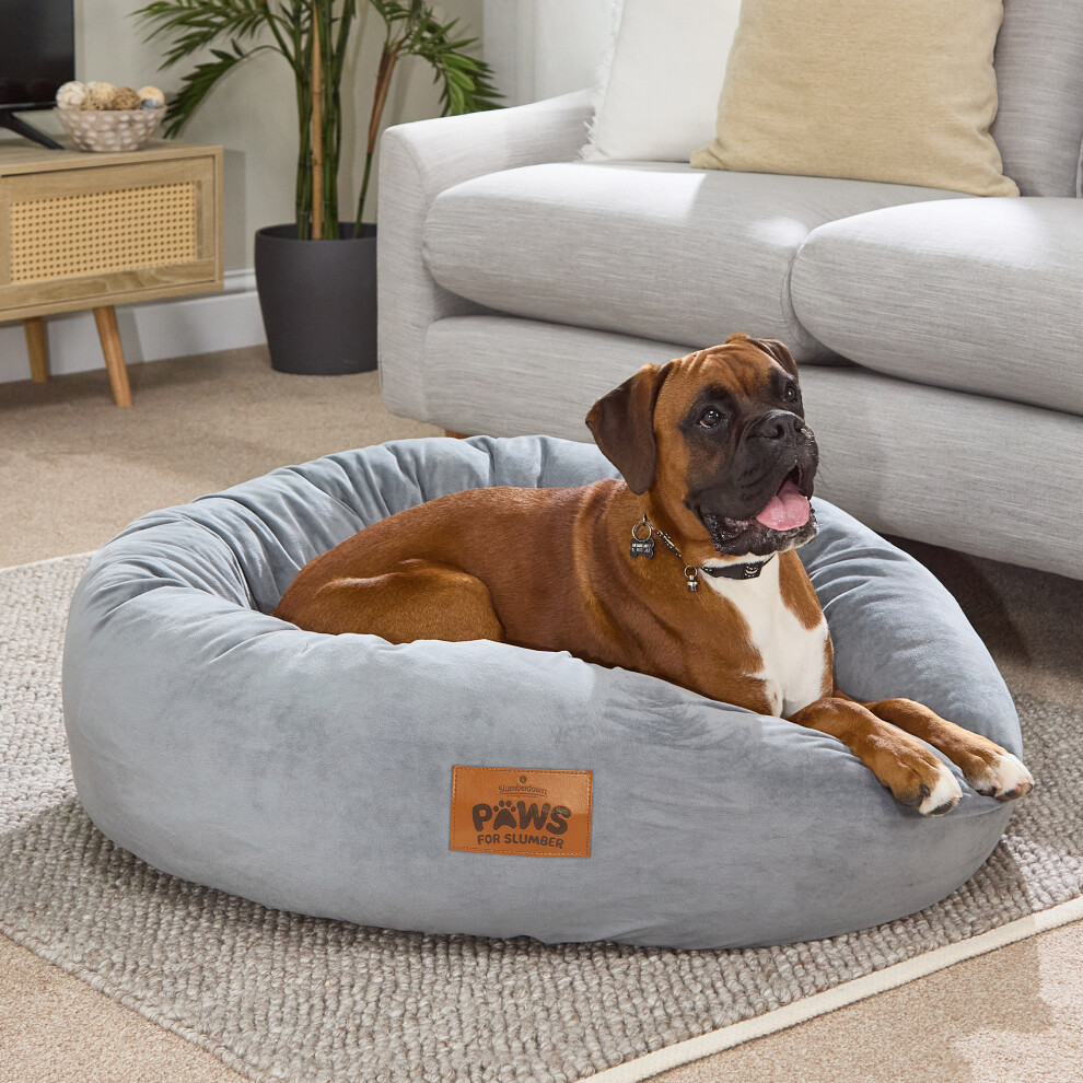 (Grey, Extra Large) Paws for Slumber Donut Pet Bed