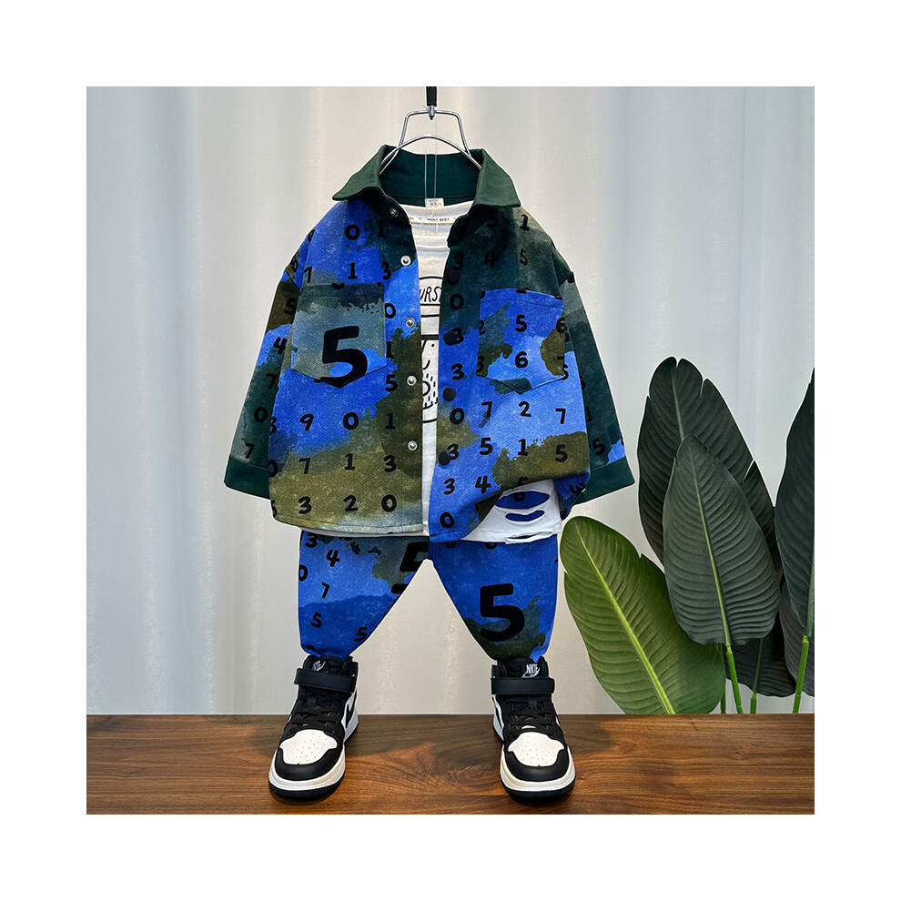 (Sky Blue, 90cm) Smart Boys Autumn Wardrobe Essentials Two Piece Set Soft Cotton Shirt And Long Pants For Kids-image-OPC-PFG92ND-NEW