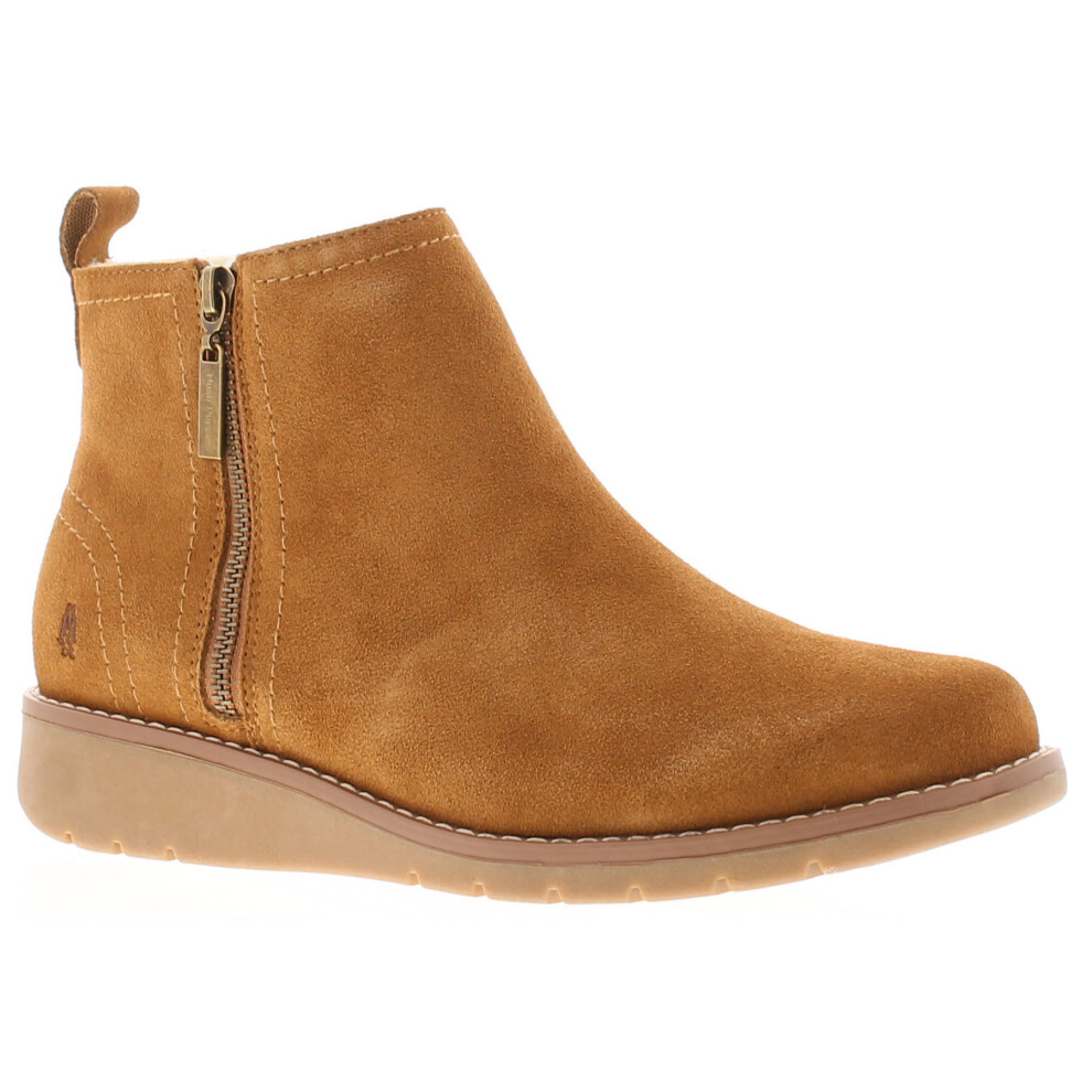 Hush Puppies Womens Boots Ankle Libby Suede Leather Zip tan UK Size