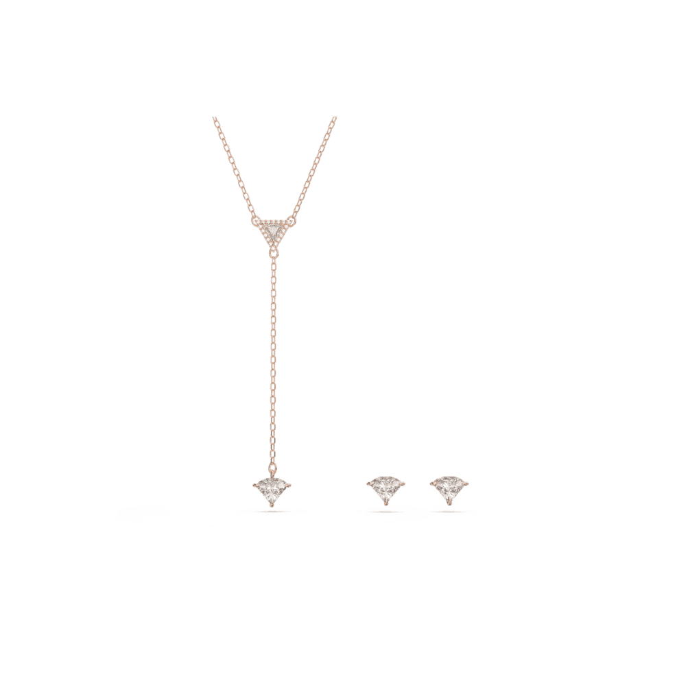 Swarovski Ortyx Triangle Cut White Rose Gold-Tone Plated Set 5643730