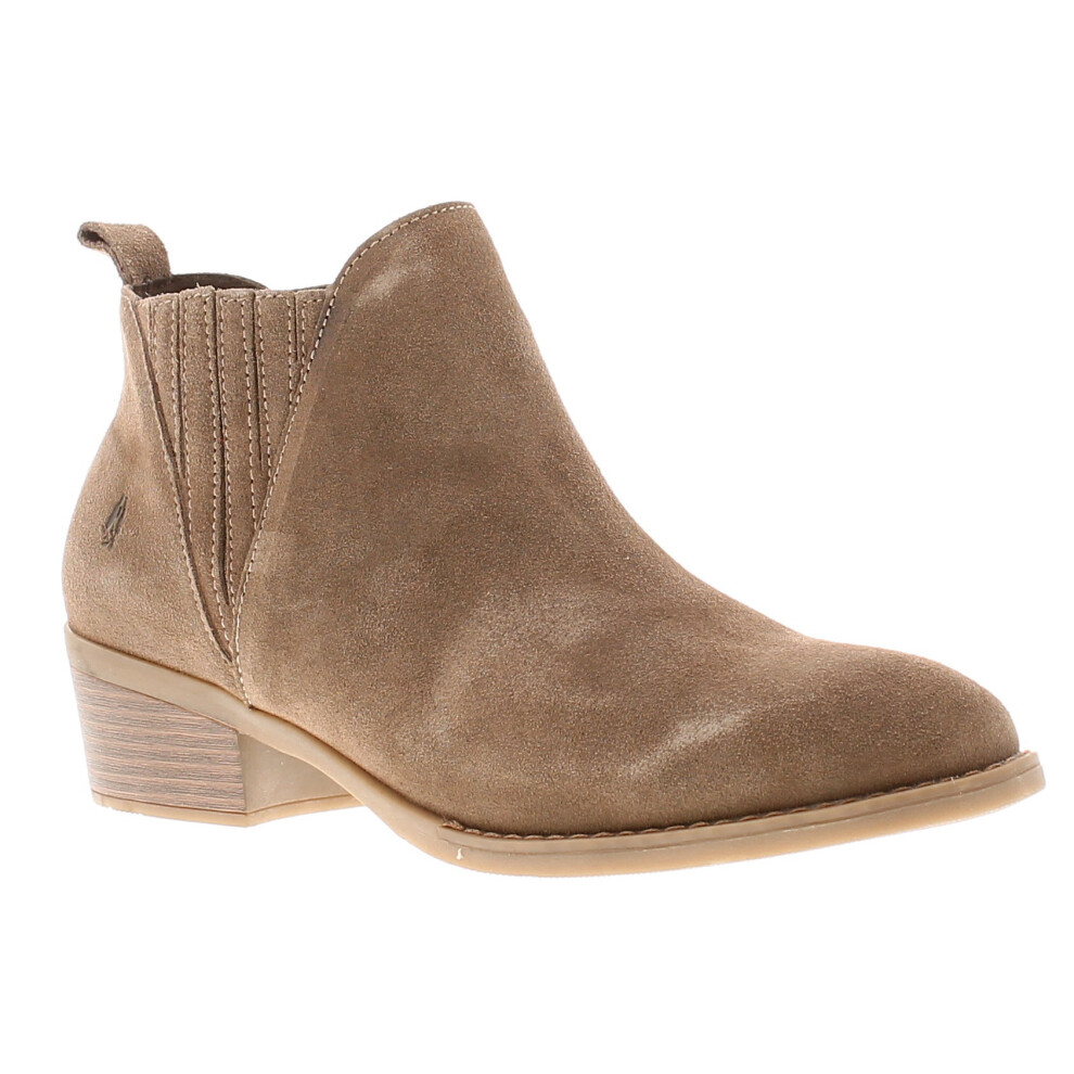 (Beige, 6 (Adults')) Hush Puppies Womens Boots Ankle Isobel Suede Leather Slip On taupe UK Size