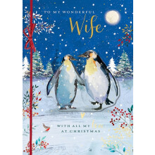 The Wildlife Embellished Wife Penguin Love Hand-Finished Christmas Card