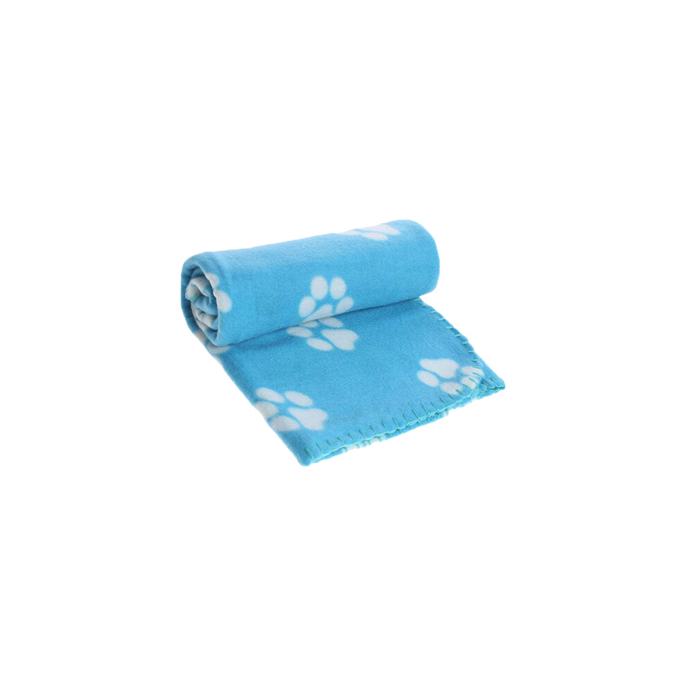 (1x Blue Blanket) Pet Touch Soft & Cosy Pet Dog Cat Puppy Paw Fleece Blankets Slightly Discoloured