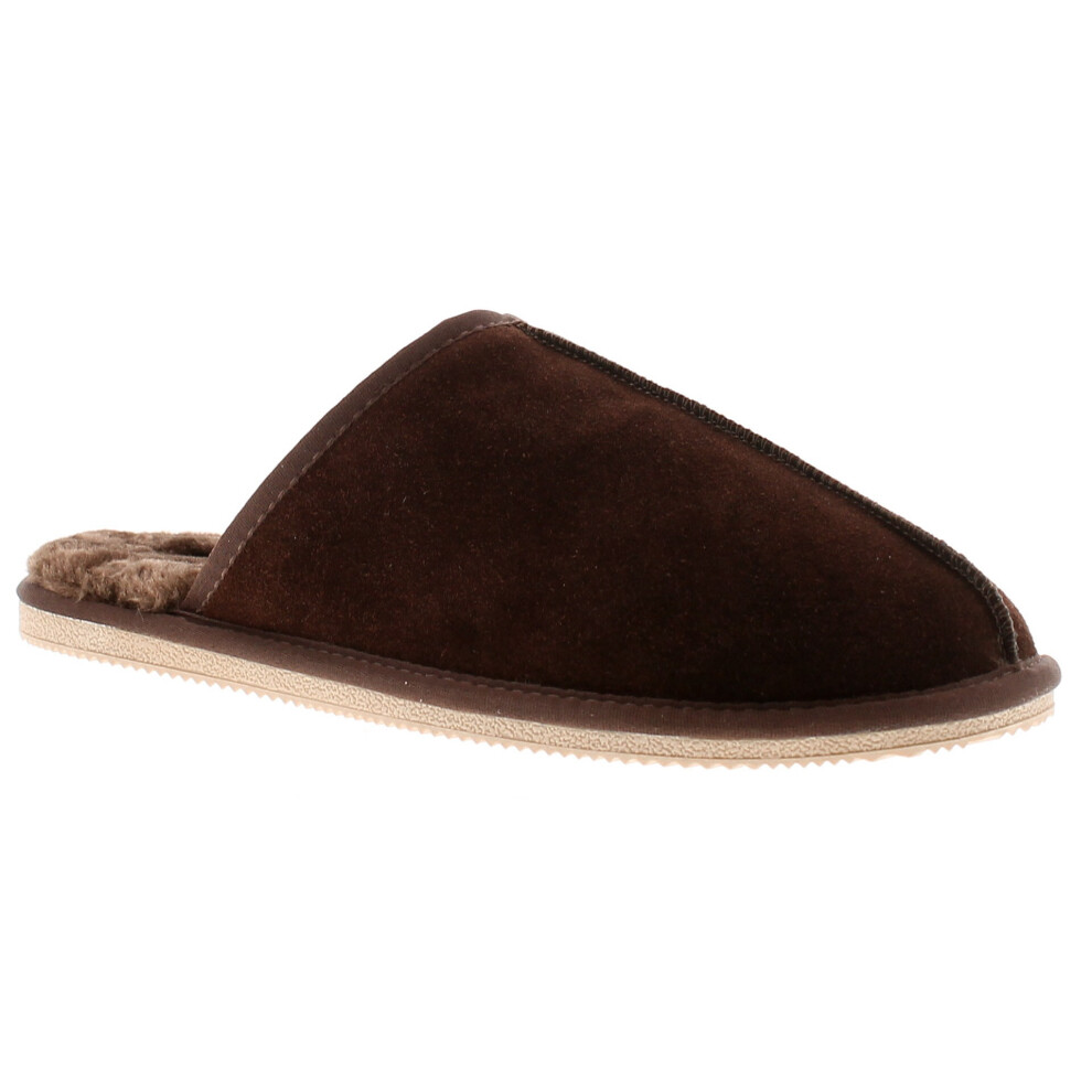 (Brown, 8 (Adults')) Hush Puppies Mens Slippers Mule Coady Leather brown UK Size