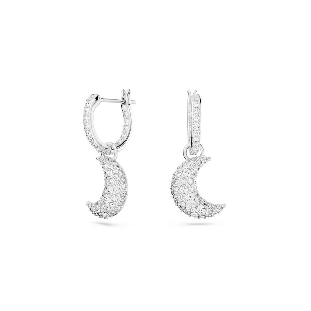 Swarovski Luna White Rhodium Plated Moon Drop Earrings 5666157