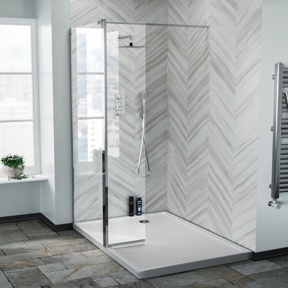 Nes Home Chrome 1000 Wet Room Screen Tempered Glass With 300mm Return Panel
