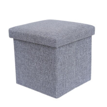 (Grey, Single) Hampton&Stewart Folding Ottoman Storage Box Stool
