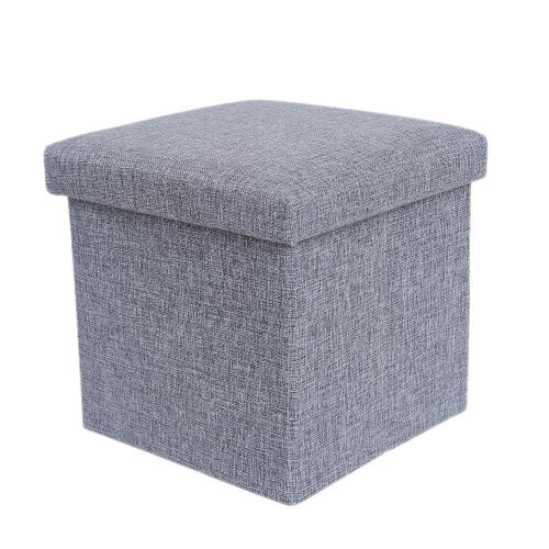 (Grey, Single) Hampton&Stewart Folding Ottoman Storage Box Stool