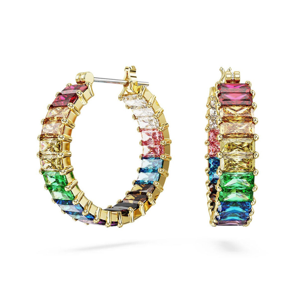 Matrix Baguette Cut Multicoloured Gold-tone Plated Hoop Earrings 5685698