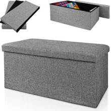 (Grey, Double) Hampton&Stewart Folding Ottoman Storage Box Stool
