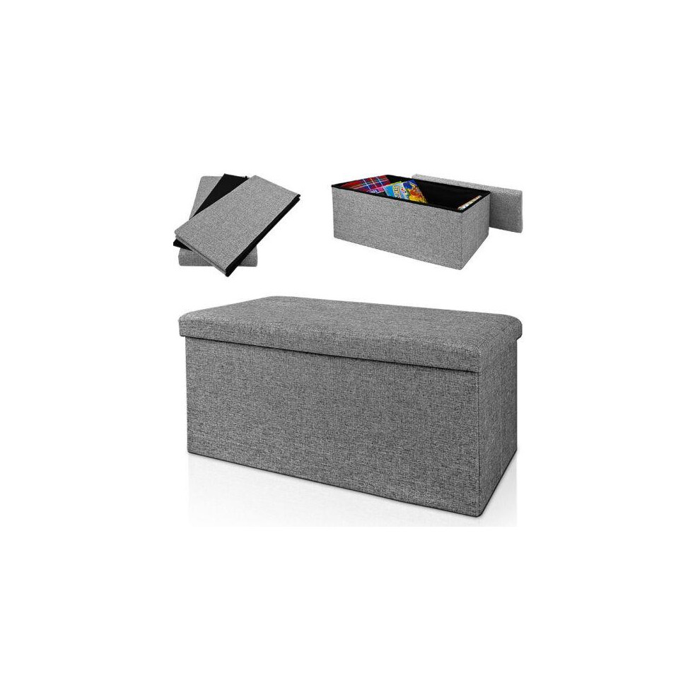 Hampton & Stewart (, Double) Hampton&Stewart Folding Ottoman Storage Box Stool Grey