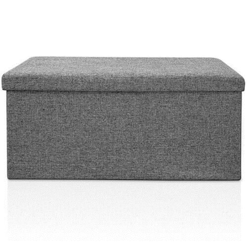 (Grey, Double) Hampton&Stewart Folding Ottoman Storage Box Stool 2