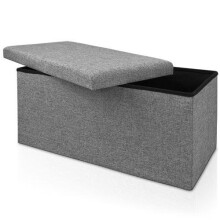 (Grey, Triple) Hampton&Stewart Folding Ottoman Storage Box Stool