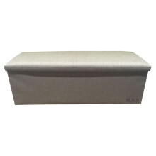 (Beige, Triple) Hampton&Stewart Folding Ottoman Storage Box Stool