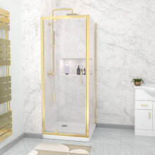 Nes Home 800 x 700mm Pivot Door Shower Enclosure & Side Panel Brushed Brass