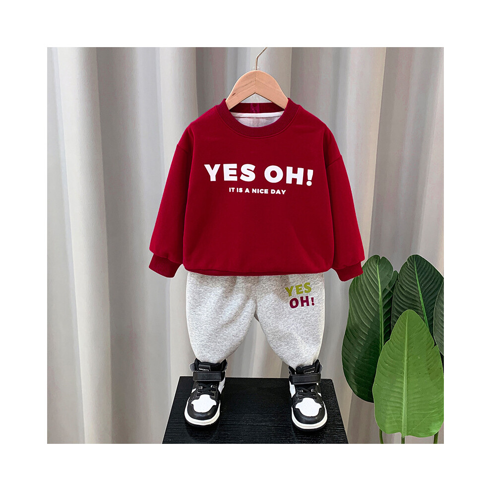 (Red, 100cm) Autumn Boys Stylish Outfit Set For Kids In Trendy Colors Soft Cotton Fabric Comfortable And Fashionable For Spring And Fall Seas-image-OPC-PFG9KF8-NEW