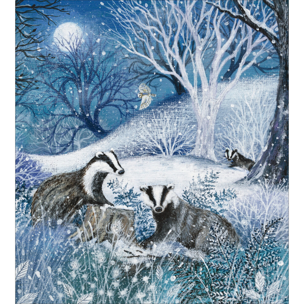 Pack Of 5 Badgers In The Snow Badger Buddies! Charity Christmas Cards