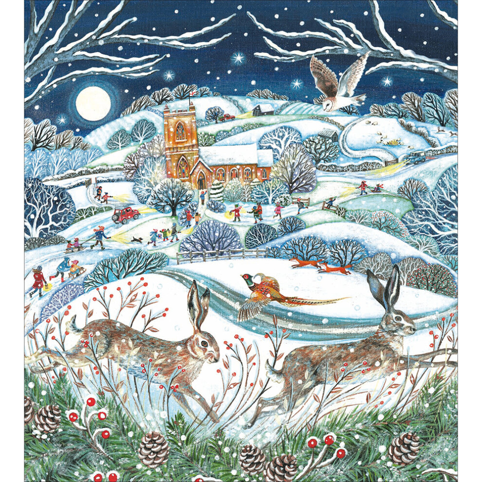 Pack Of 5 Winter Countryside Midnight Magic! Charity Christmas Cards