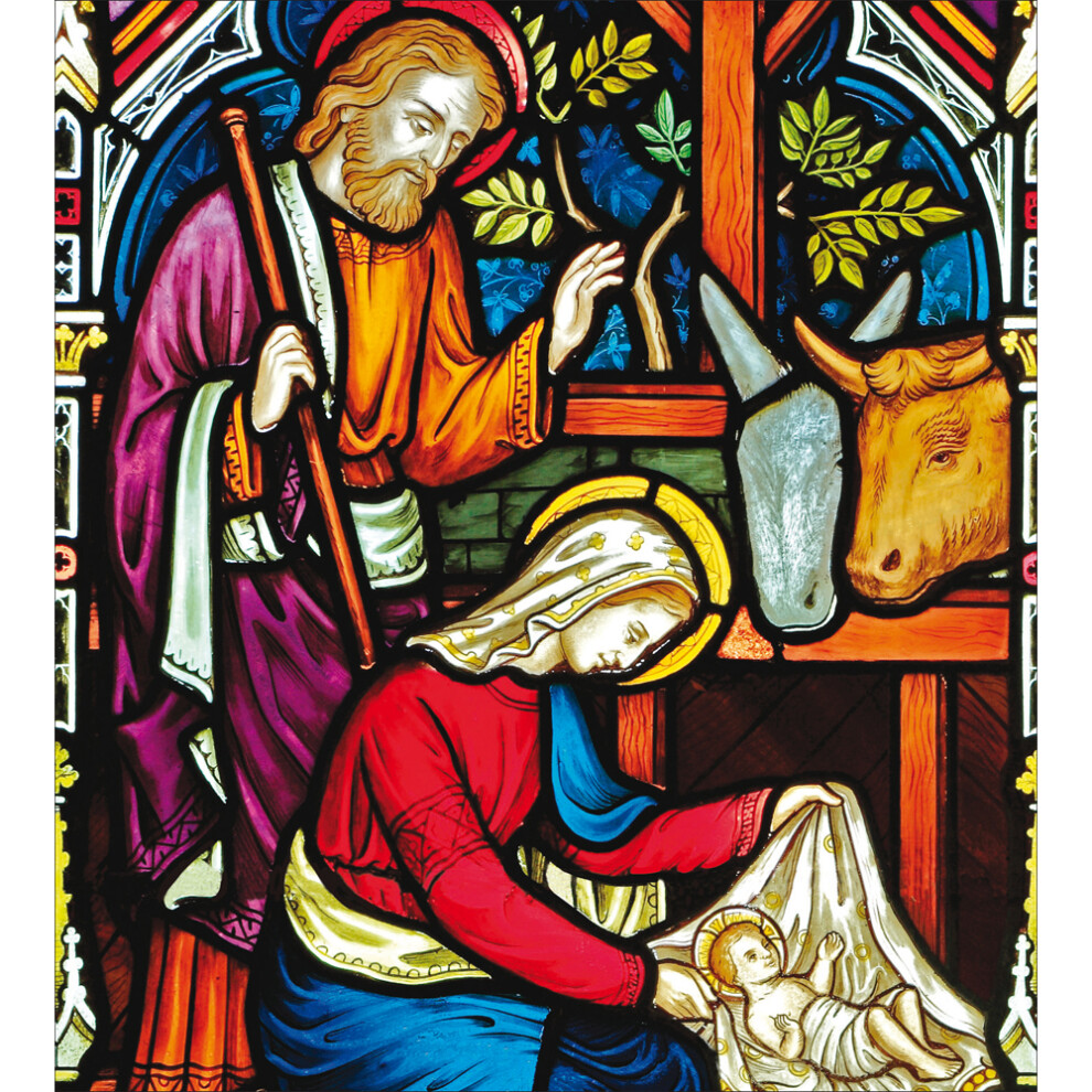 Pack Of 5 The Nativity Joyful Jesus Stained Glass Window Charity Christmas Cards