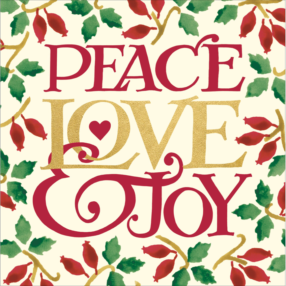 Emma Bridgewater Peace Love & Joy Leafy Artistic Christmas Greeting Card