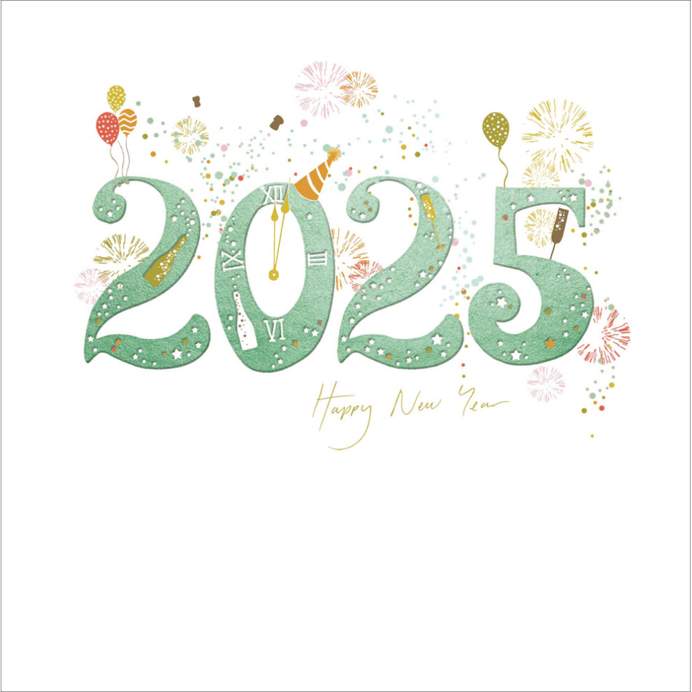 2025 Happy New Year Celebration Card Artistic Foiled Christmas Greeting Card