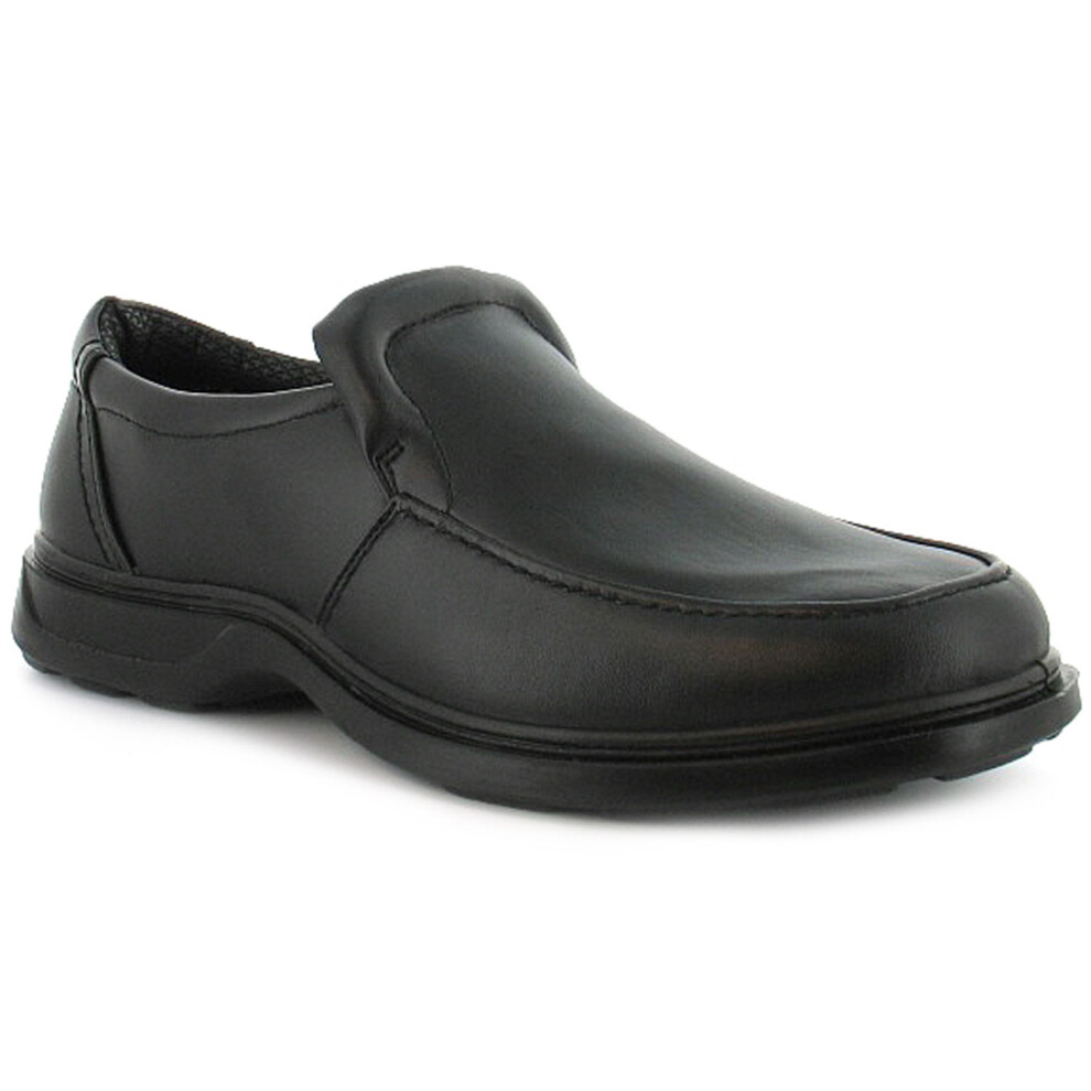 (Black, 10 (Adults')) Mens Gents Black Slip On Wider Fitting Casual Shoes UK Size