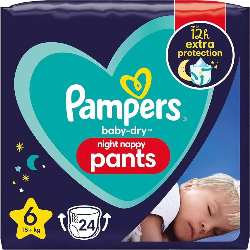 Pampers Baby-Dry Night Nappy Pants Size 6 15kg+ - Pack of 24