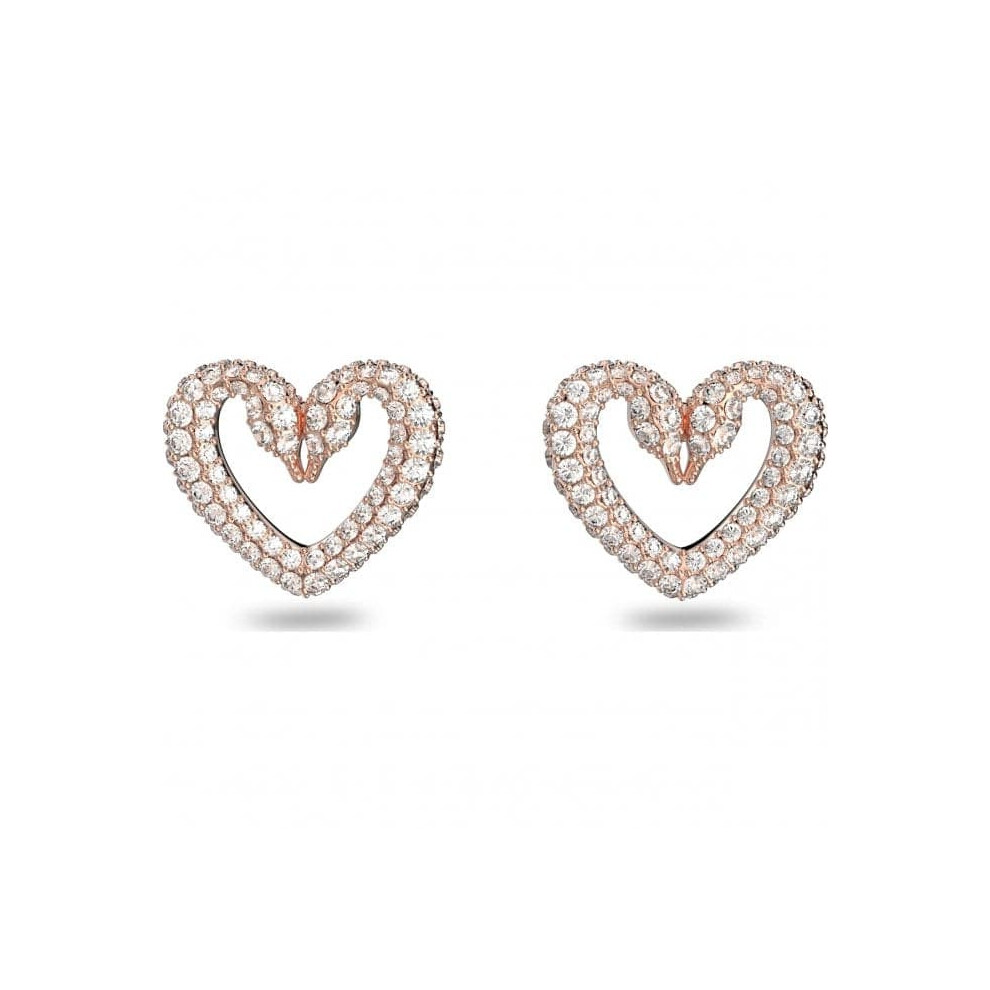 Swarovski Una Heart Stud Earring Rose-Gold Tone Plated 5628659