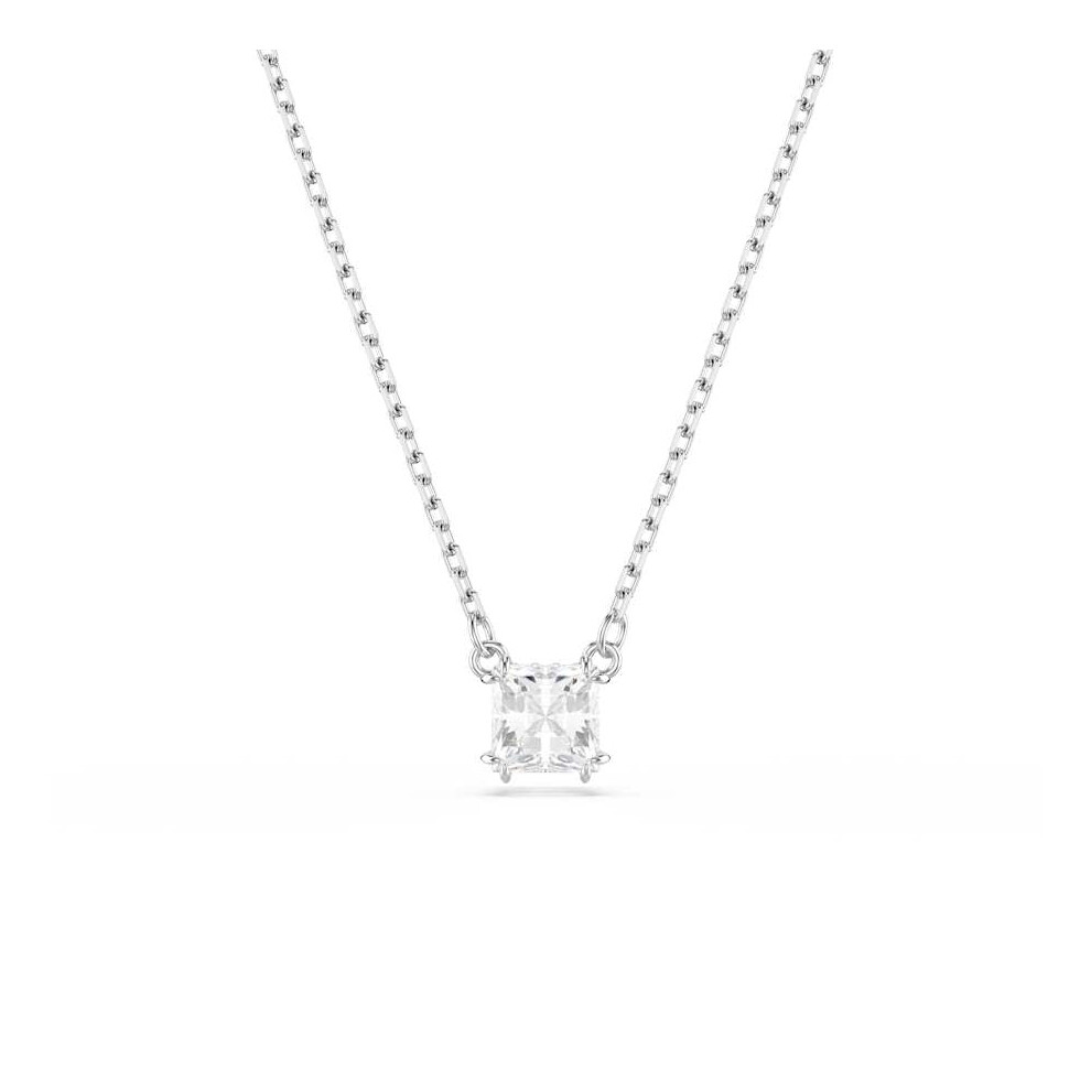 Stilla Rhodium Plated White Square Cut Pendant 5701903