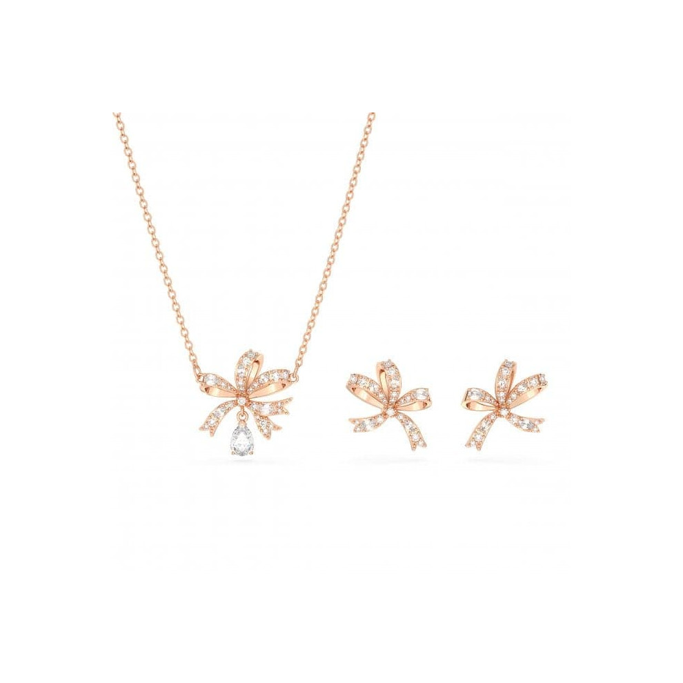 Swarovski Volta Rose Gold-Tone Plated White Bow Set 5661680