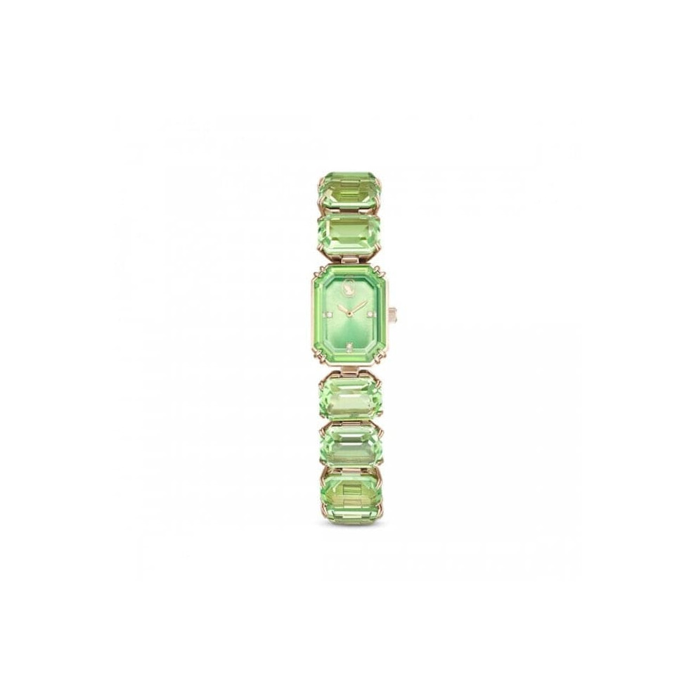 Swarovski Octagon Cut Green Champagne Gold-Tone Finish Watch 5630834