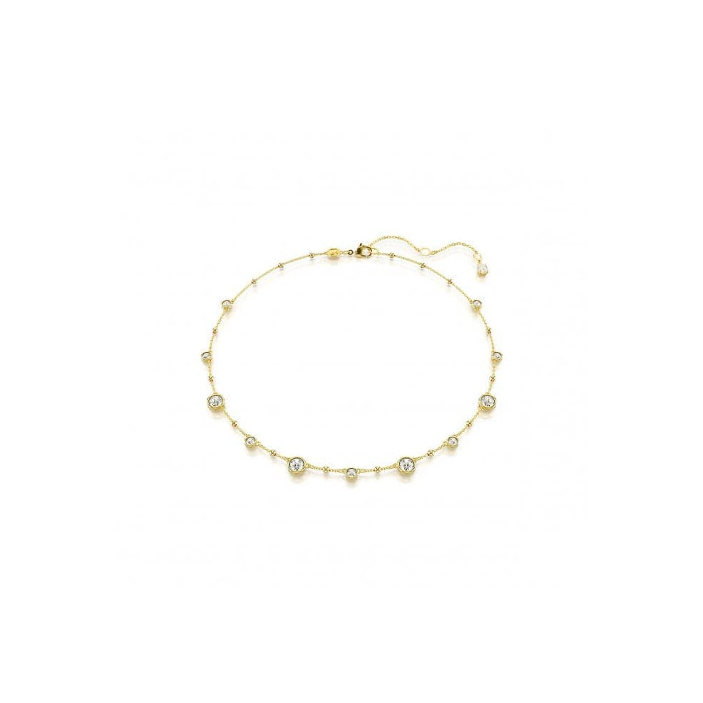 Swarovski Imber Round Cut Scattered Design Gold-Tone Plated Necklace 5680090 White