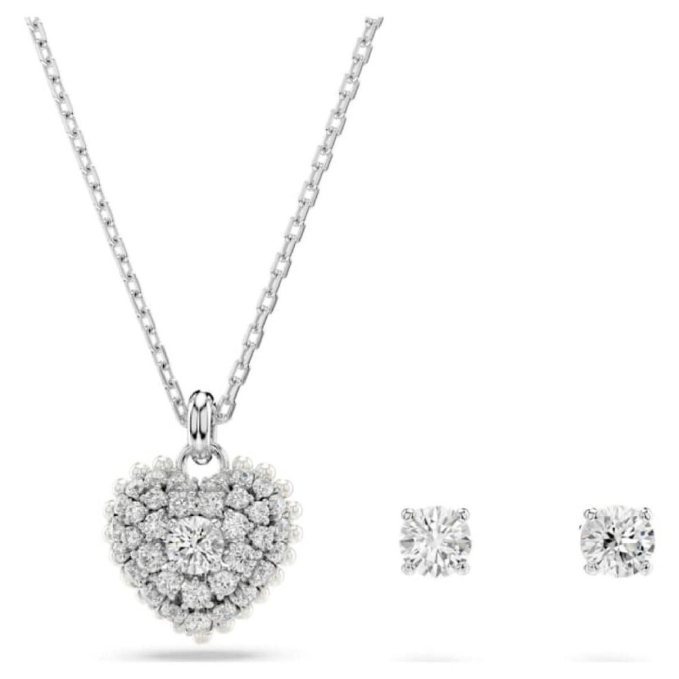 Swarovski Hyperbola  White Heart Rhodium Plated Set 5684383