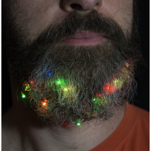 Beard Christmas Lights - 40cm LED Beard Lights with 2 Modes (Flashing Red & Randomized) - Battery-Powered (CR2032 x2 Included)