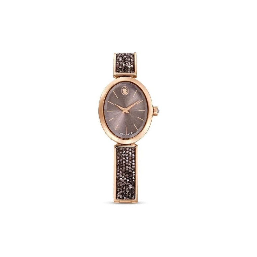 Swarovski Crystal Rock Swiss Made Black Rose gold-tone finish Oval Watch 5656857