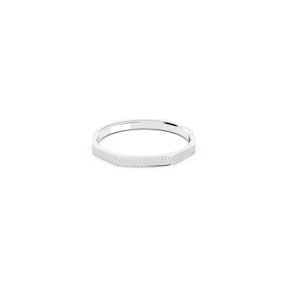 Swarovski Dextera Octagon PavÃ White Rhodium Plated Bangle 5639201 - Size L