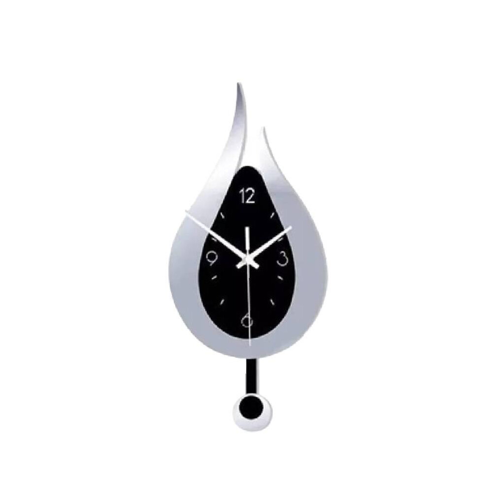(Silver) Modern Pendulum Waterdrop Wall Clock Silent Acrylic Clocks Home Decoration Gift
