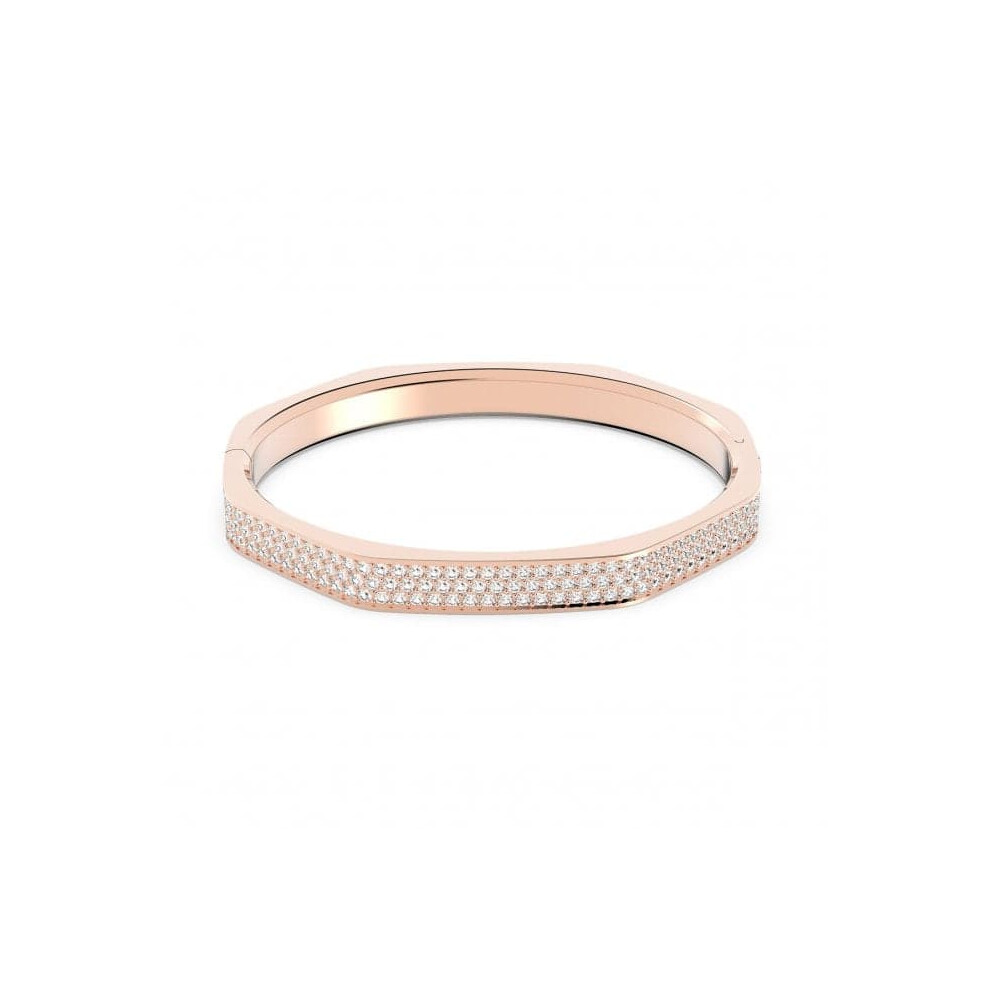 Swarovski Dextera Rose Gold-Tone Plated White Octagon Bangle - Size L