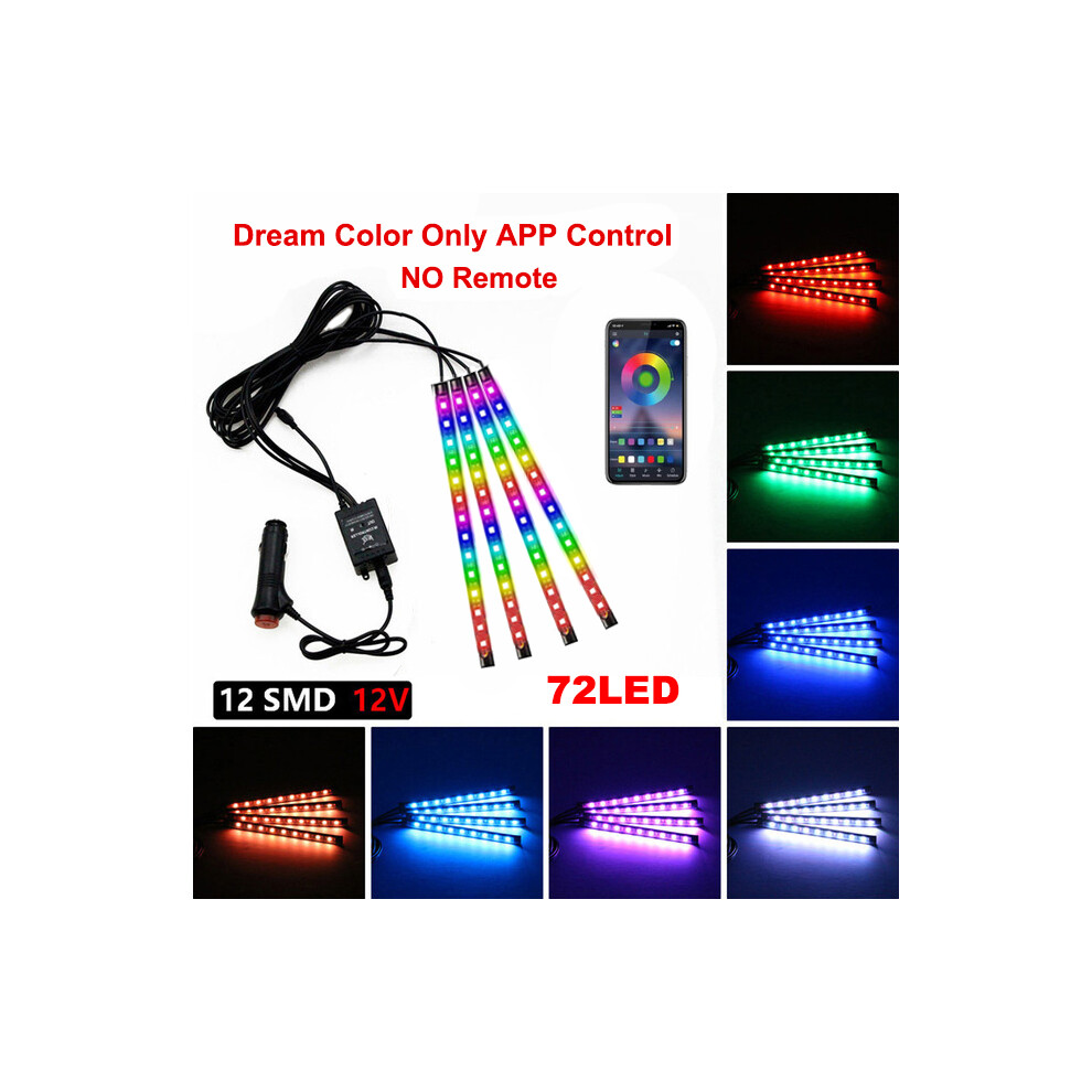 (72LED Dreamcolor Cig) Neon LED Car Interior Ambient Foot Strip Light Kit Accessories Backlight Remote-image-OPC-PFGCTPD-NEW