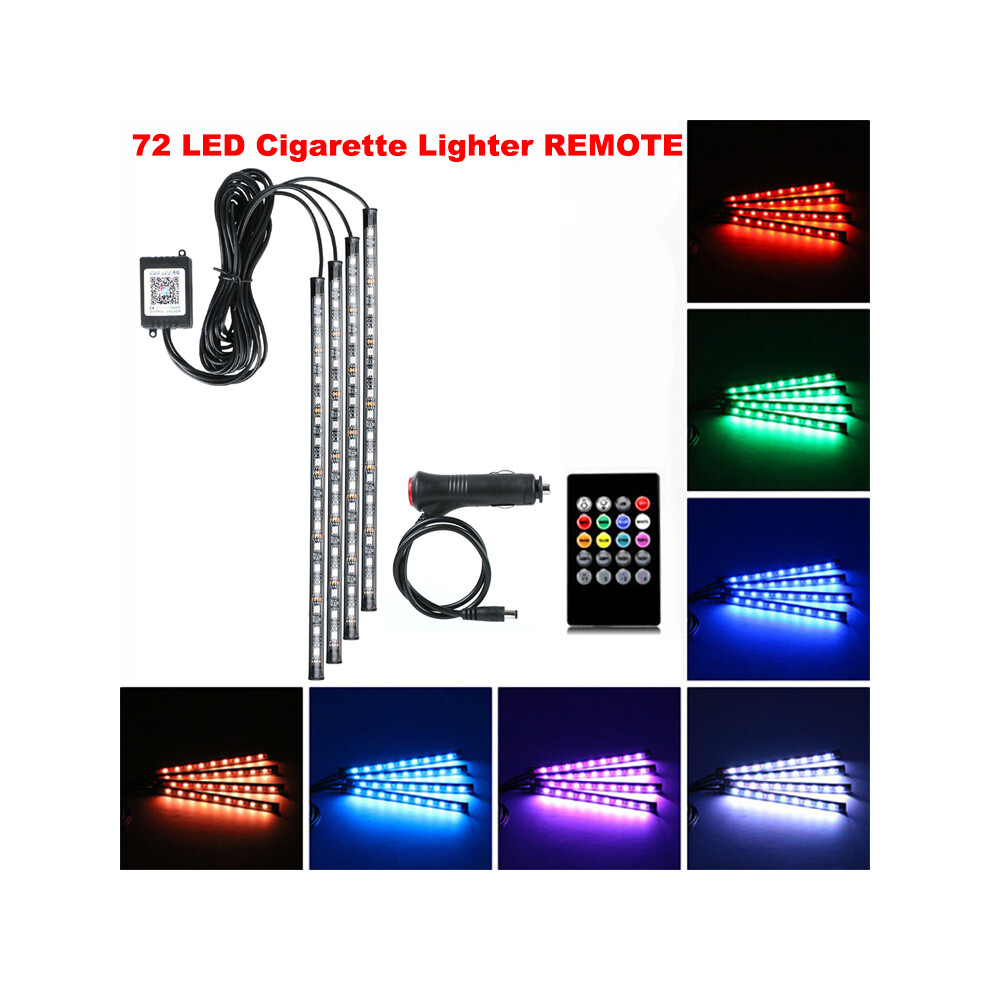 (72Led Remote Cig) Neon Led Car Interior Ambient Foot Strip Kit Accessories Back Remote Light 9374252606695