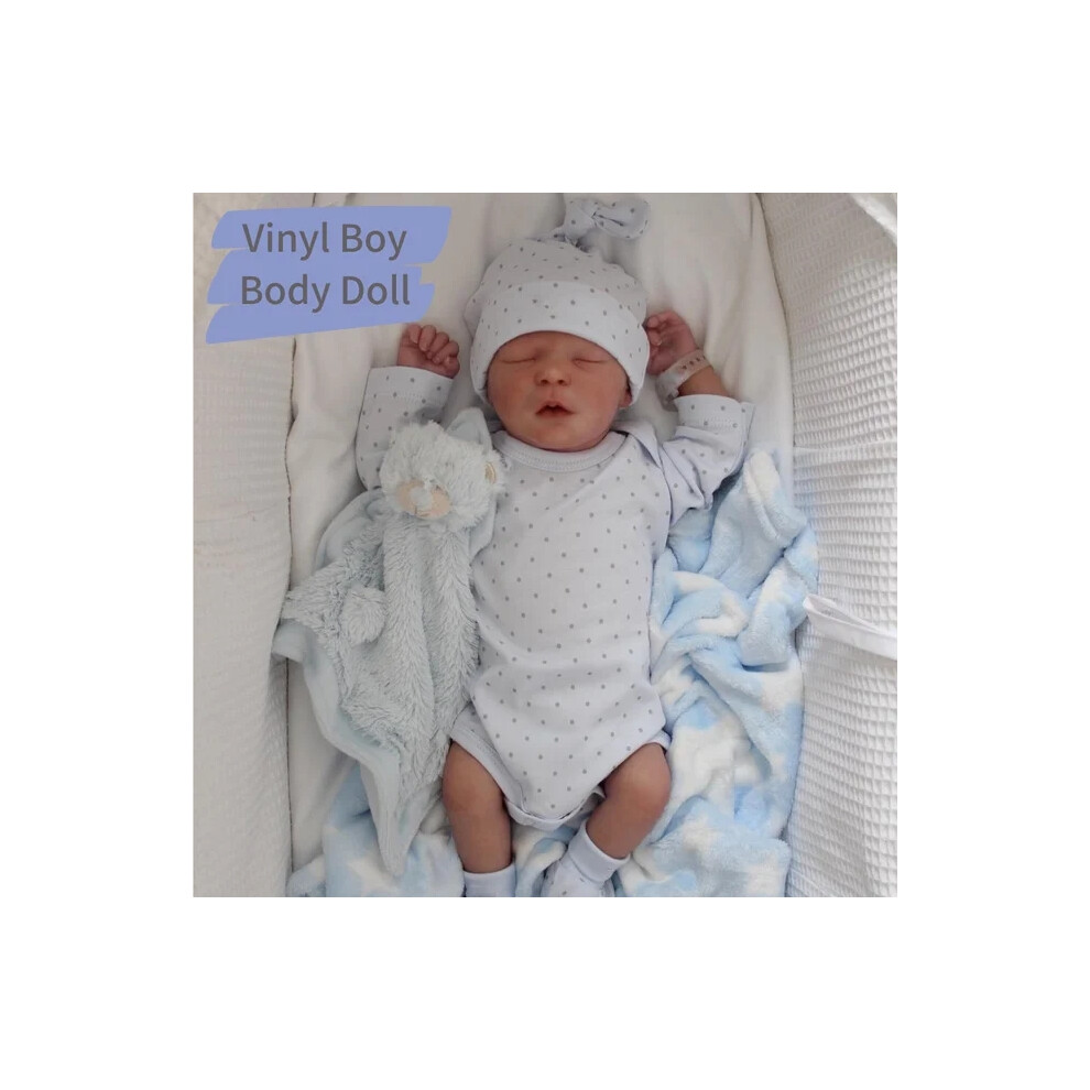 (Vinyl Boy Body Doll) 43CM Reborn Baby Doll Silicone Vinyl Cloth Preemie Doll Already Finished 3D Painted Skin