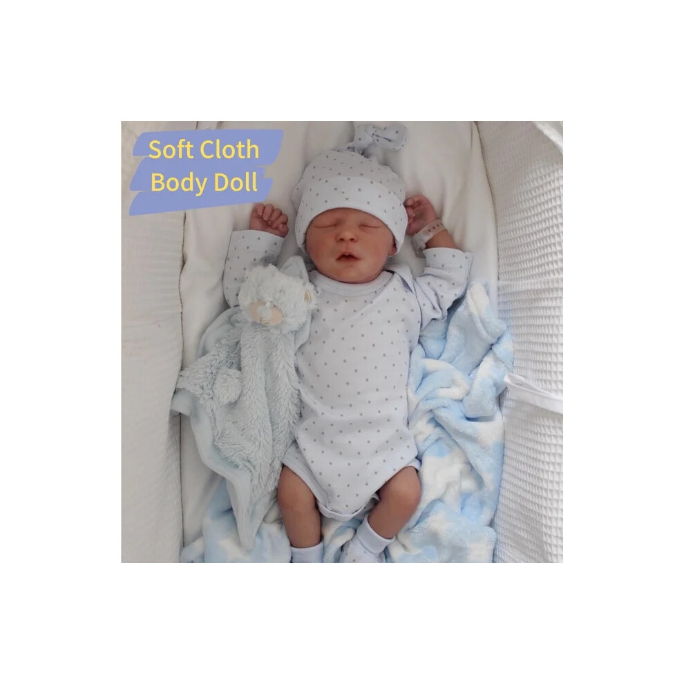 (Soft Cloth Body Doll) 43CM Reborn Baby Doll Silicone Vinyl Cloth Preemie Doll Already Finished 3D Painted Skin