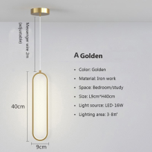 (A-Gold, Tricolor light) Modern Minimalist LED Pendant Light Chandelier Living Room Gold Black Hanging Lamps