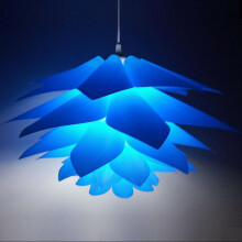 (Blue) 50 cm Modern Lotus Chandelier Lighting Hanging Jigsaw Light Ceiling Lampshade Decor