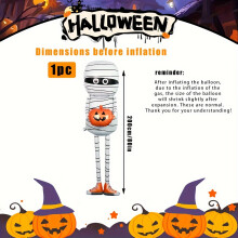 (Extra Large Mummy Pumpkin) 80-Inch Giant Mummy Pumpkin Halloween Balloon, Aluminum Foil Inflatable Decoration