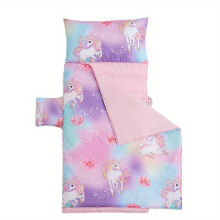 (PINK) Comfortable Kids Sleeping Mat with Removable Pillow - Perfect for Preschool Daycare & Travel