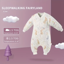 (Rabbitrabbit, 75(0-1.5years)) Cozy Animal Print Baby Sleeping Bag - Soft Cotton & Polyester Blend, Machine Washable