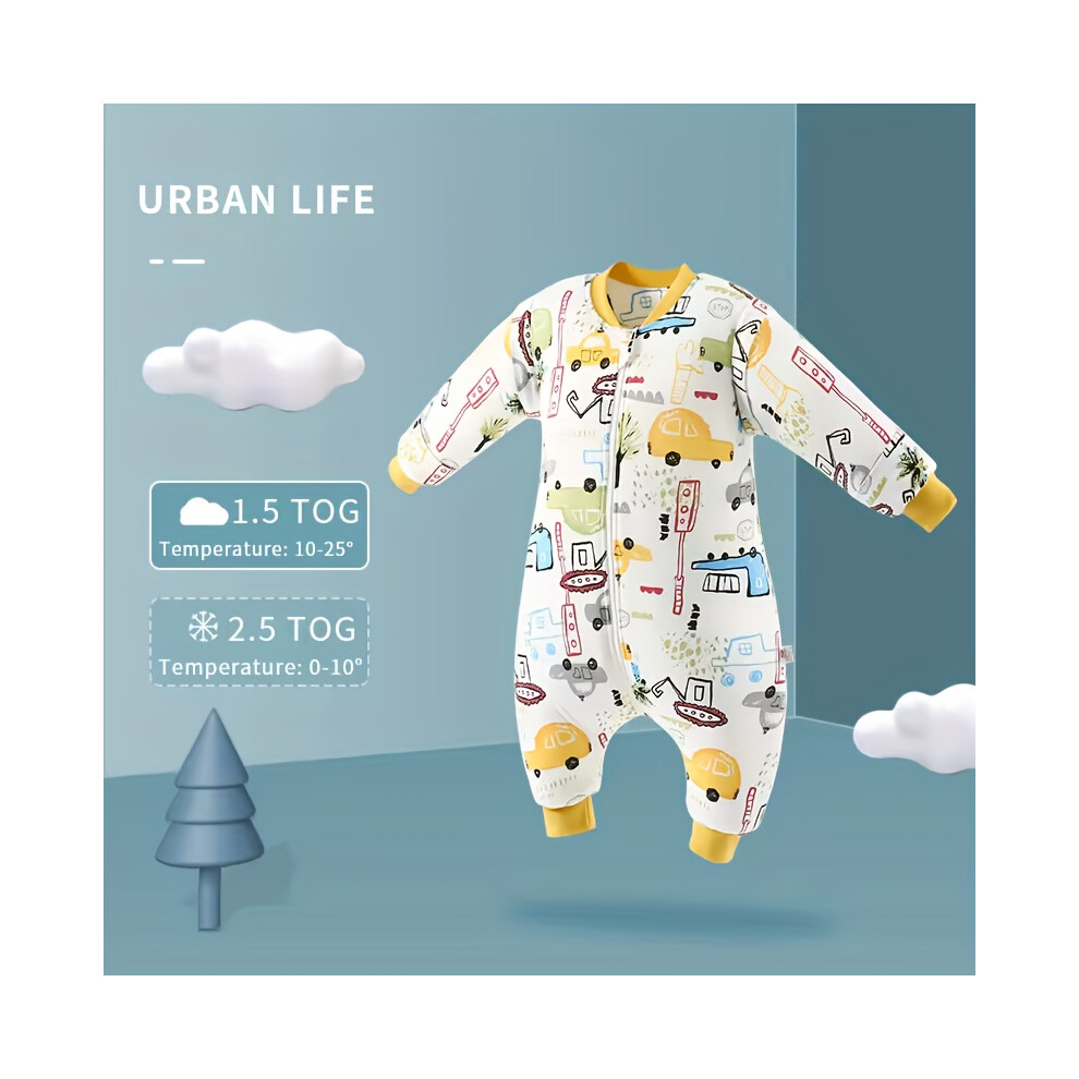 (Small CarCar, 75(0-1.5years)) Cozy Animal Print Baby Sleeping Bag - Soft Cotton & Polyester Blend, Machine Washable